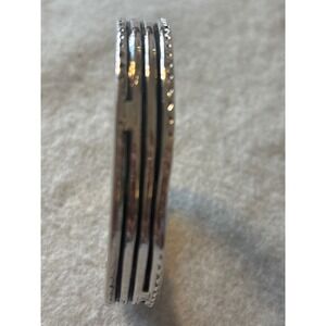 Ralph Lauren Bangle Bracelet Women OS Silver Triple Band Hinged Excellent RL